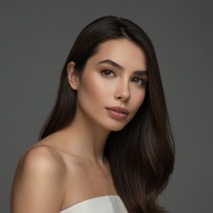 Junge Frau mit glänzenden Haaren nach dem Hairoiling für Anfänger